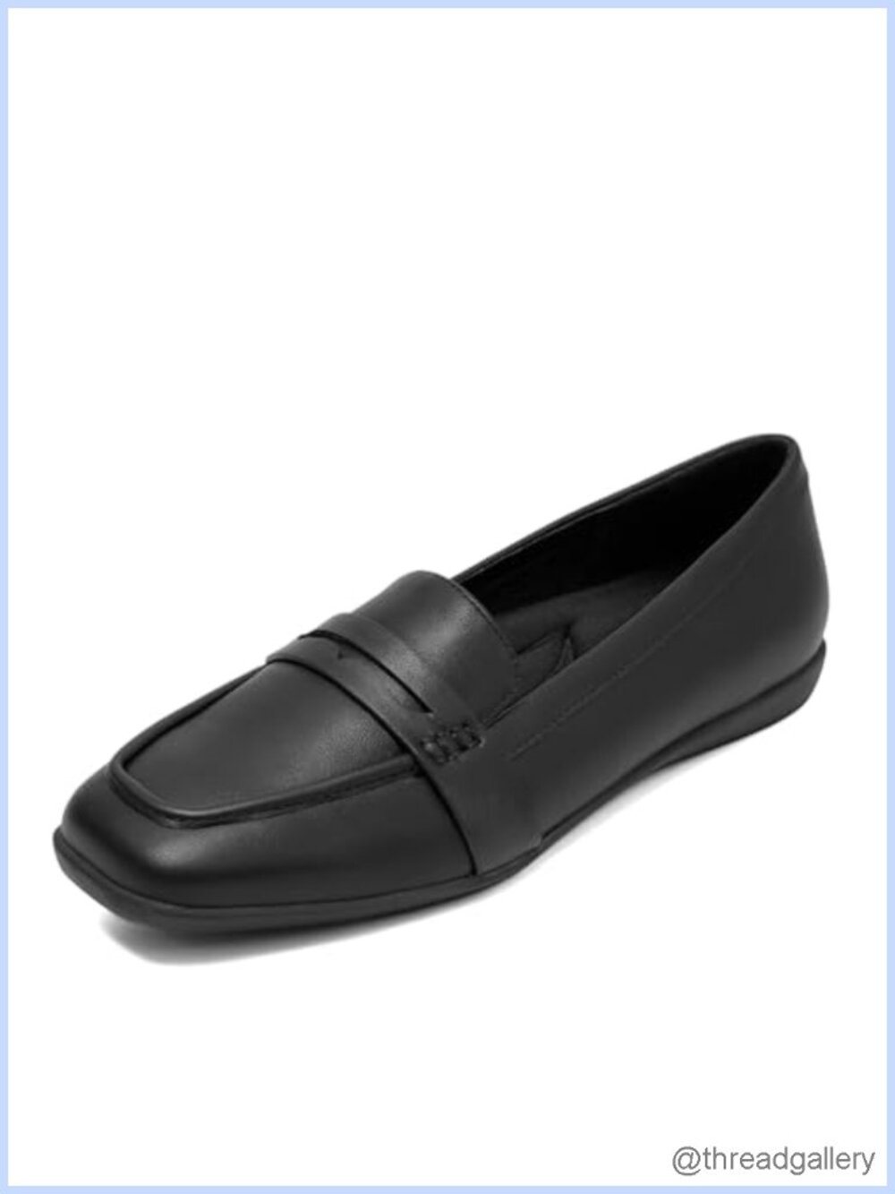 Kody Loafers Slip-On Black Faux Grain Leather Memory Foam Flat